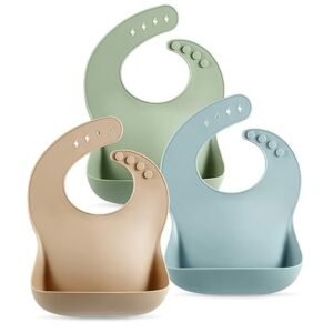 Set of 3 Silicone Baby Bibs – Waterproof, Soft & Unisex (Ages 10–72 Months)