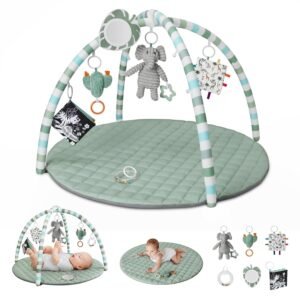 Diary Baby Play Gym Mat – Tummy Time Activity Mat with 6 Detachable Toys for Sensory & Motor Skill Development